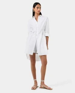 Forcast Oakley Cotton Tie Shirt Dress White Best