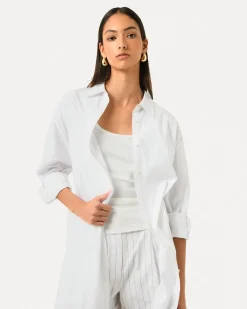 Forcast Oakley Cotton Tie Shirt Dress White Best