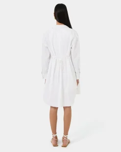 Forcast Oakley Cotton Tie Shirt Dress White Best