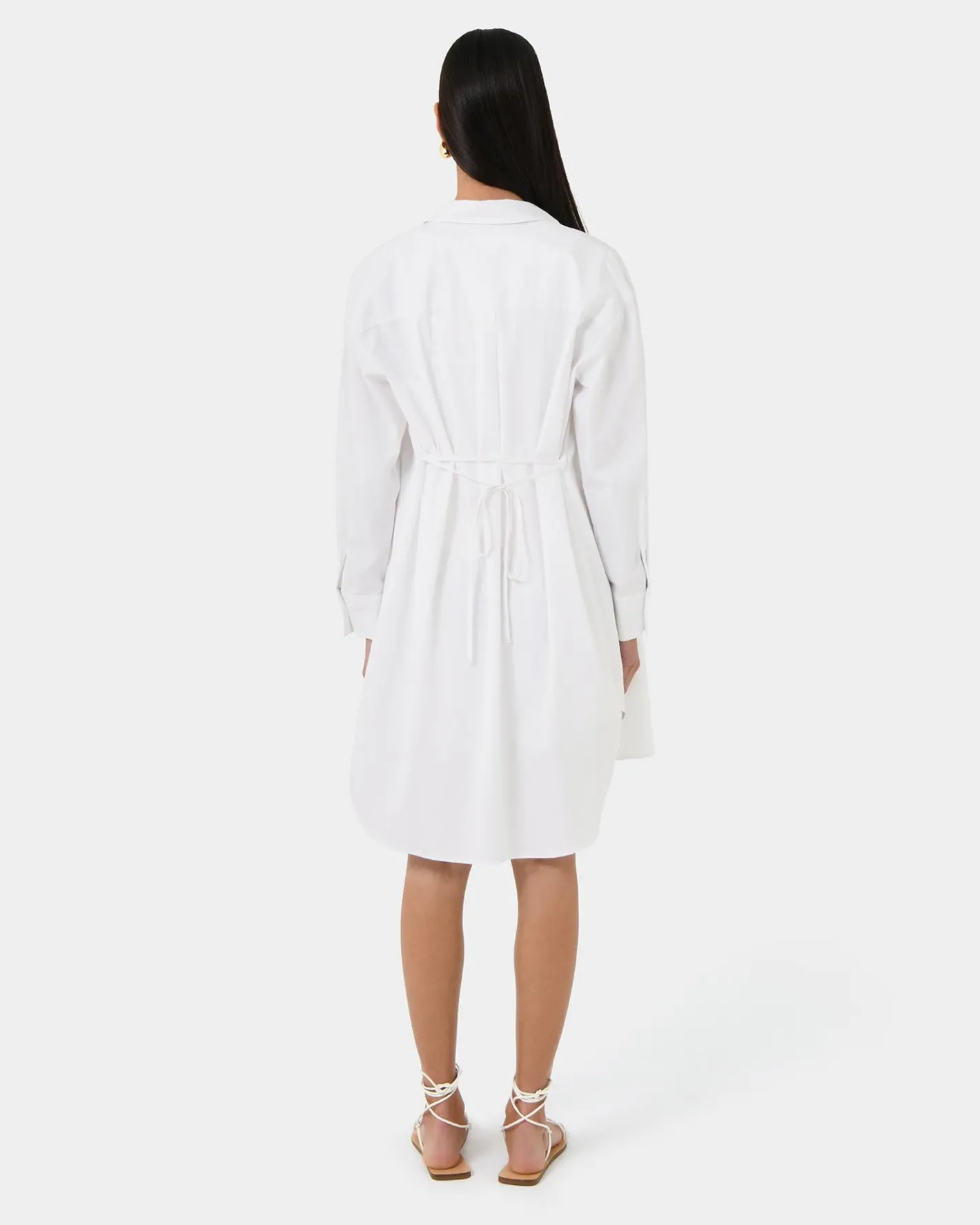 Forcast Oakley Cotton Tie Shirt Dress White Best