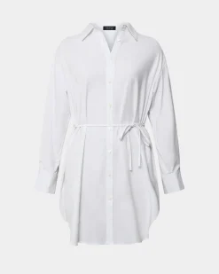 Forcast Oakley Cotton Tie Shirt Dress White Best