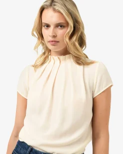 Forcast Olivia Pleated High Neck Top Eggshell Sale