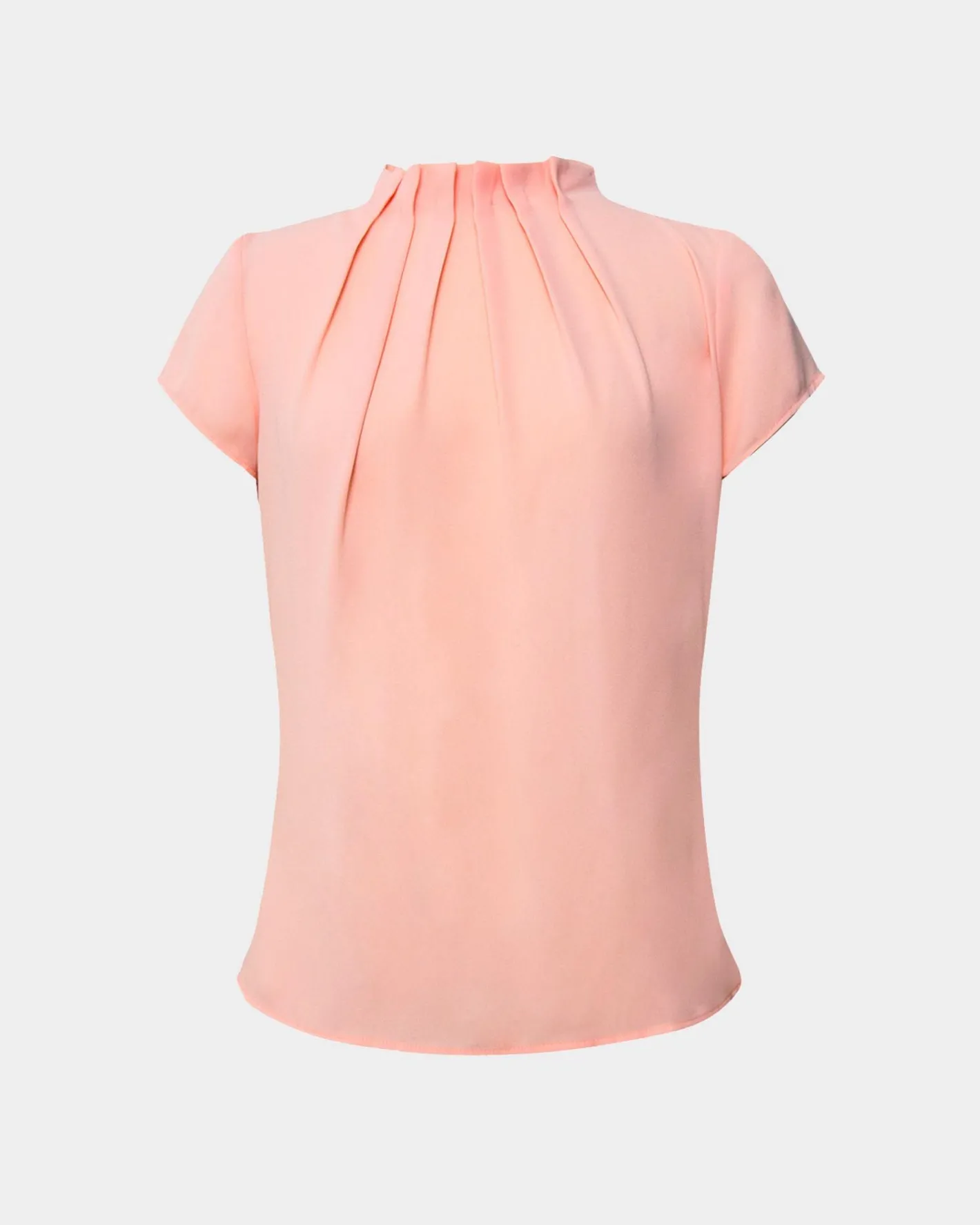 Forcast Olivia Pleated High Neck Top Pastel Peach