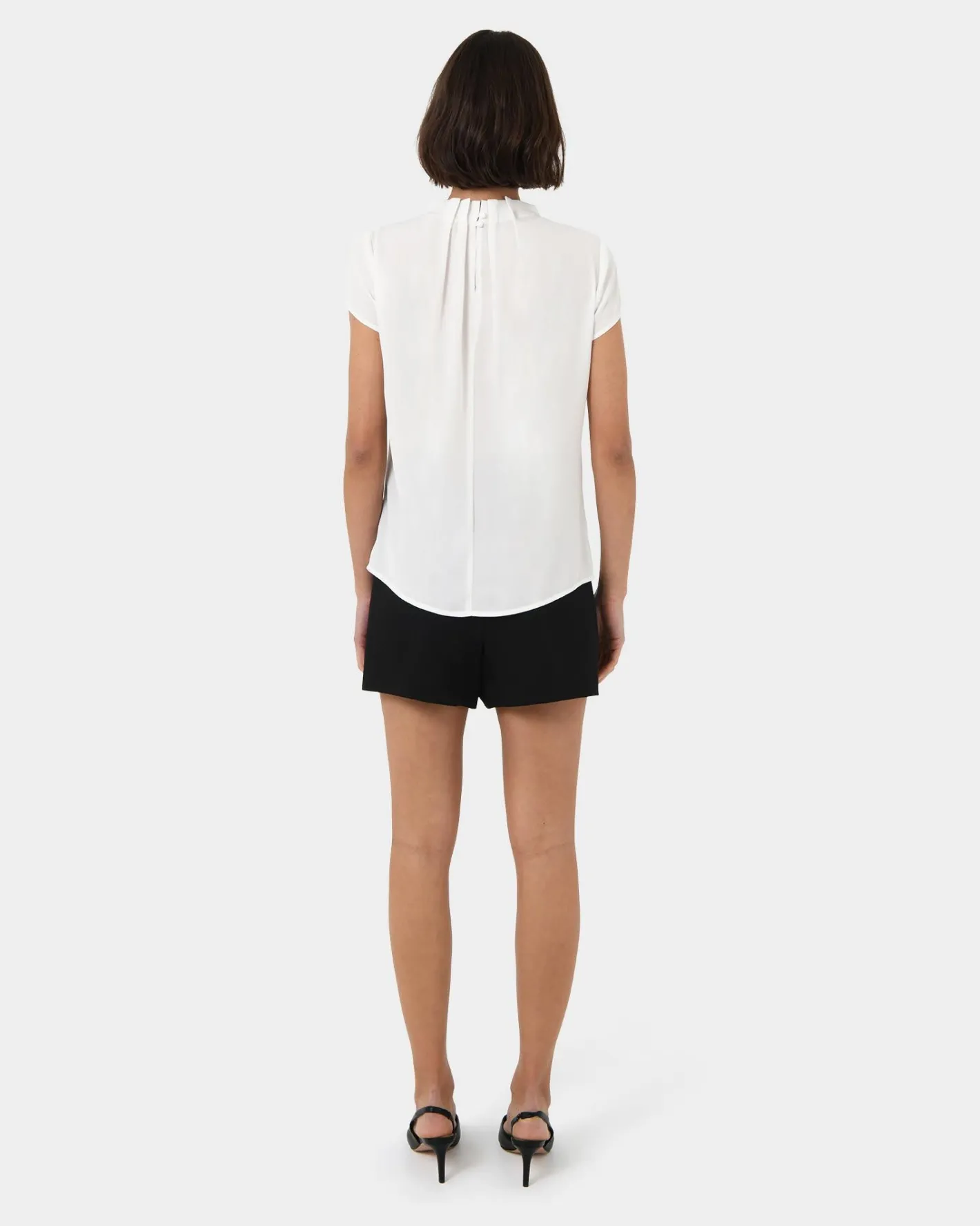 Forcast Olivia Pleated High Neck Top Ivory Best