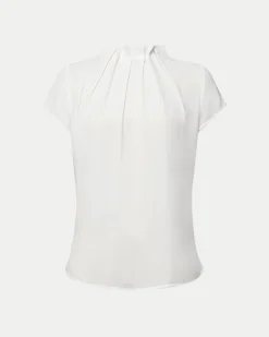 Forcast Olivia Pleated High Neck Top Ivory Best