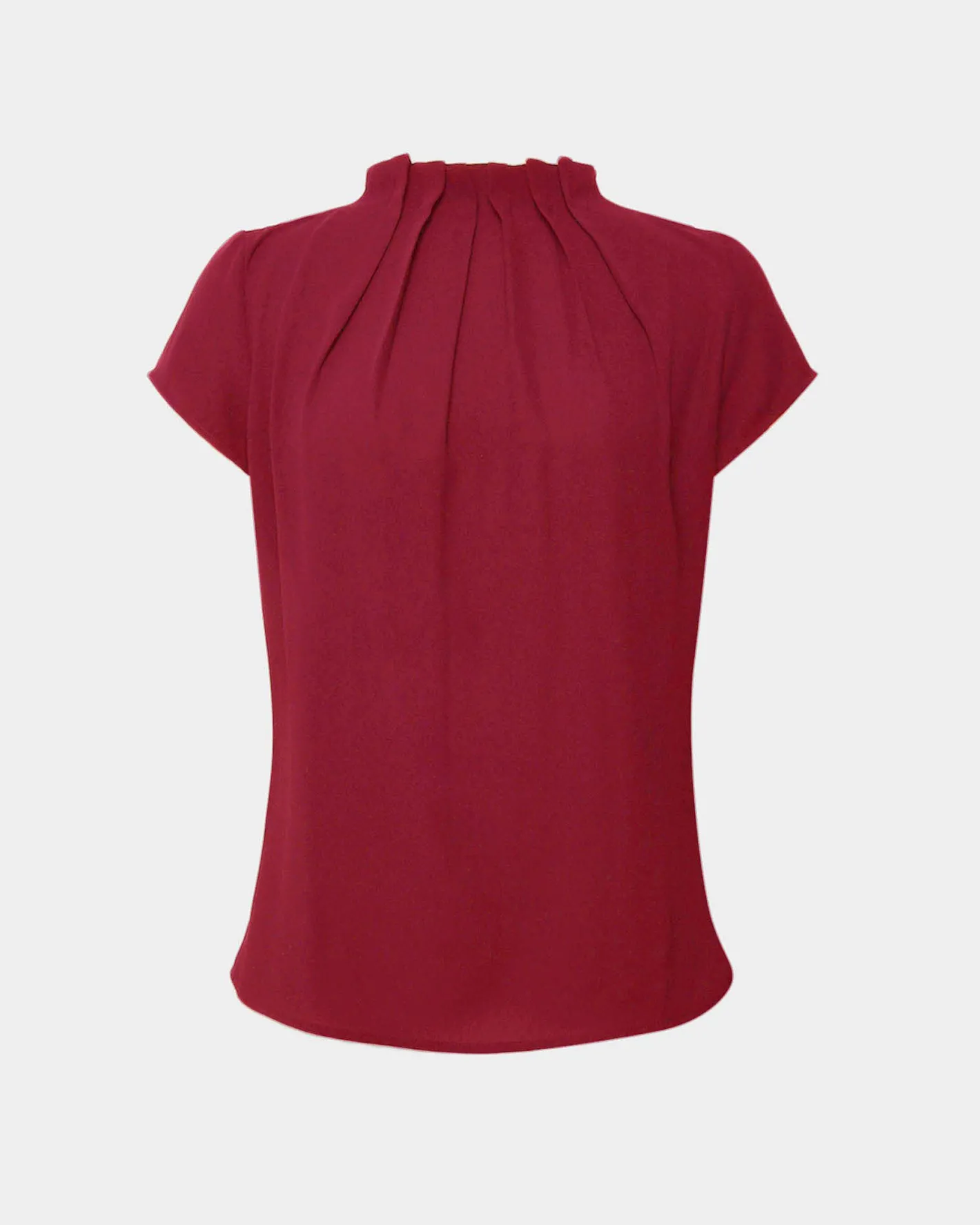 Forcast Olivia Pleated High Neck Top Crimson Best