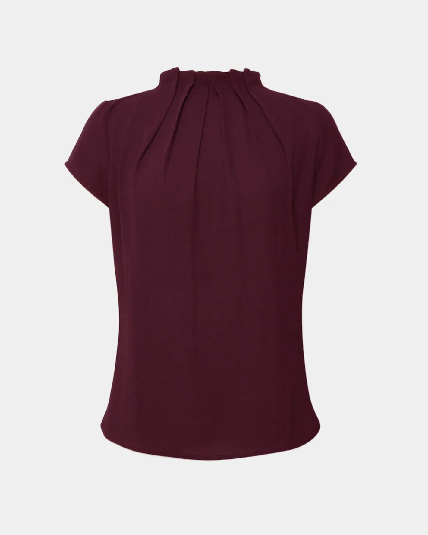 Forcast Olivia Pleated High Neck Top Wine