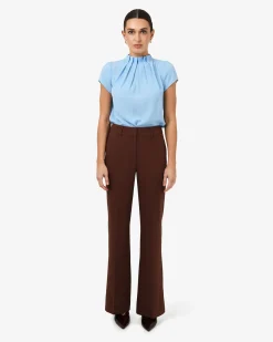 Forcast Olivia Pleated High Neck Top Baby Blue Online