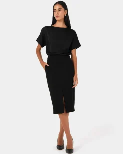 Forcast Orlanda Front Slit Skirt Black Best