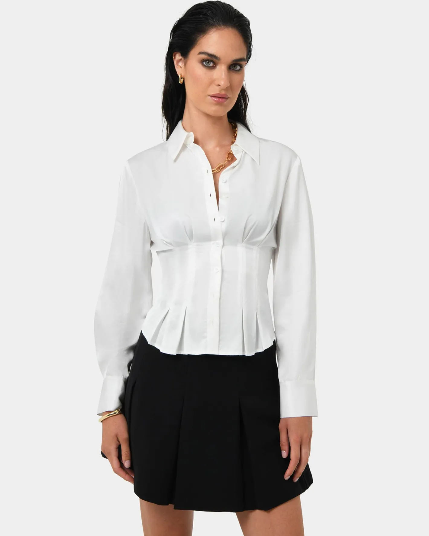 Forcast Paige Gathered Shirt Ivory Hot