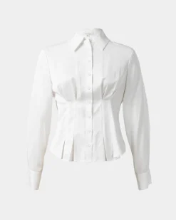 Forcast Paige Gathered Shirt Ivory Hot