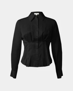 Forcast Paige Gathered Shirt Black Best
