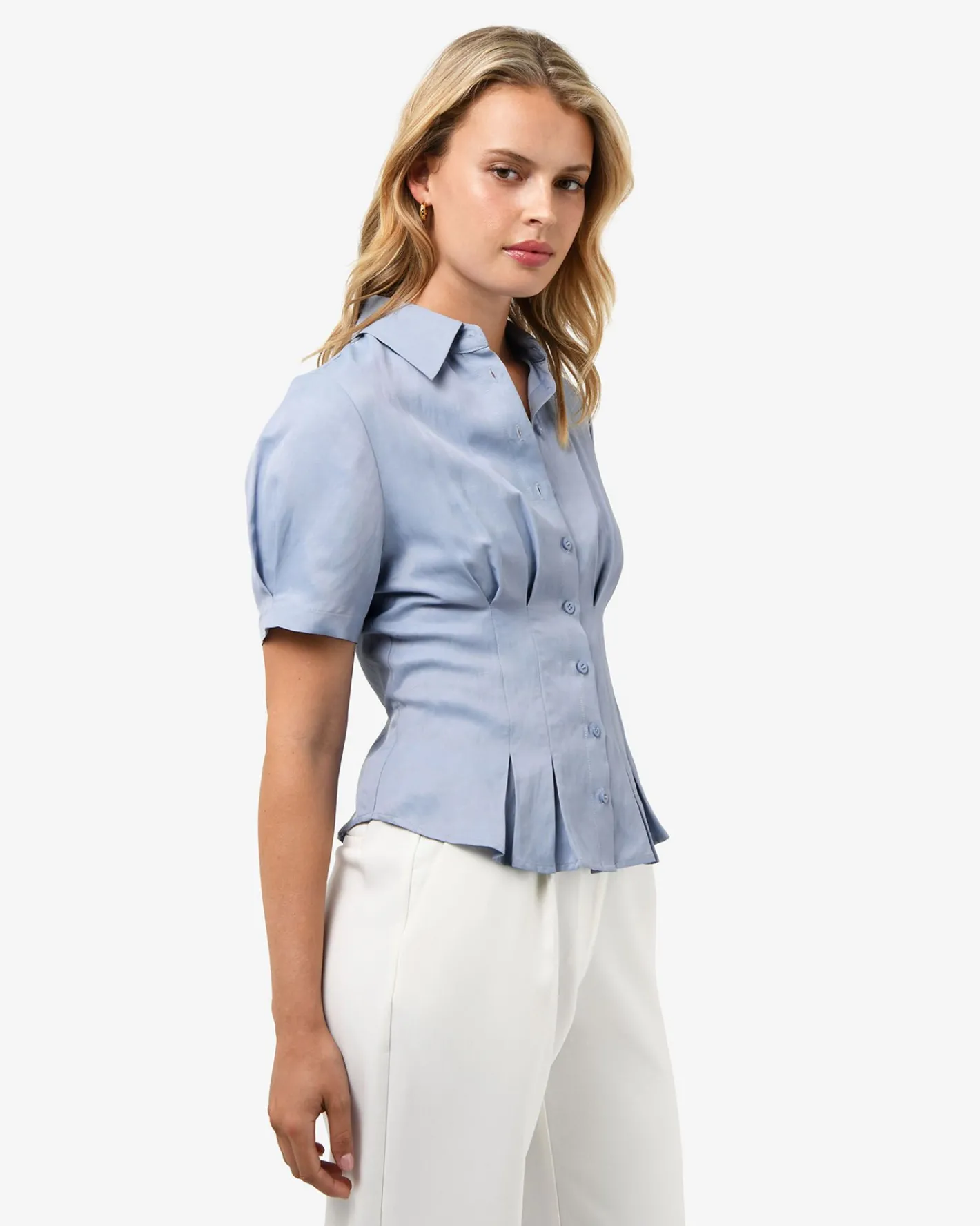 Forcast Paige Short Sleeve Blouse Dusk Blue Hot