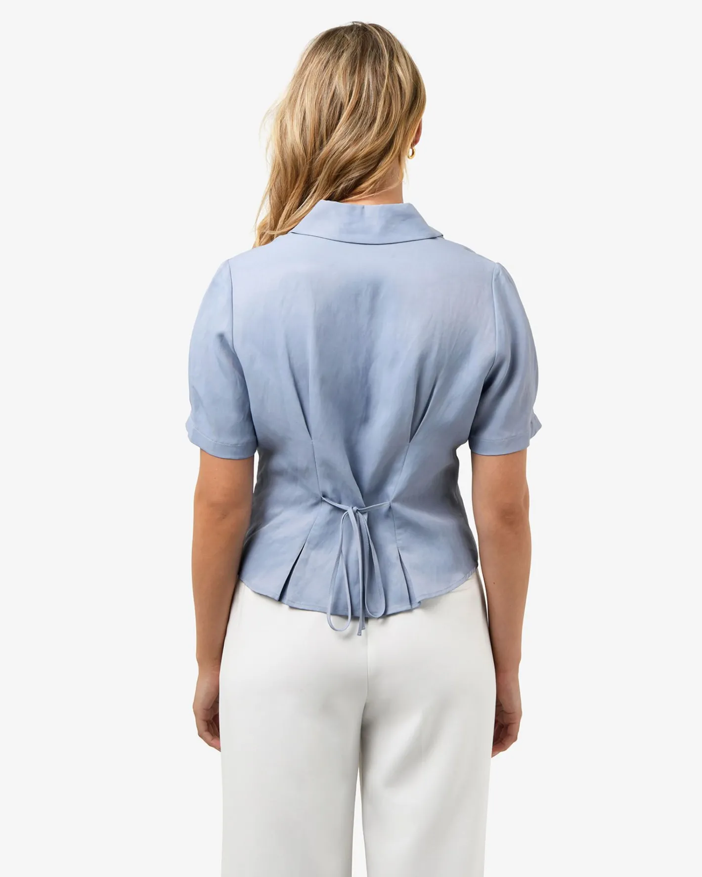 Forcast Paige Short Sleeve Blouse Dusk Blue Hot