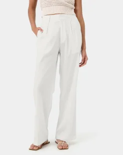 Forcast Perry Linen Tailored Pants Ivory New