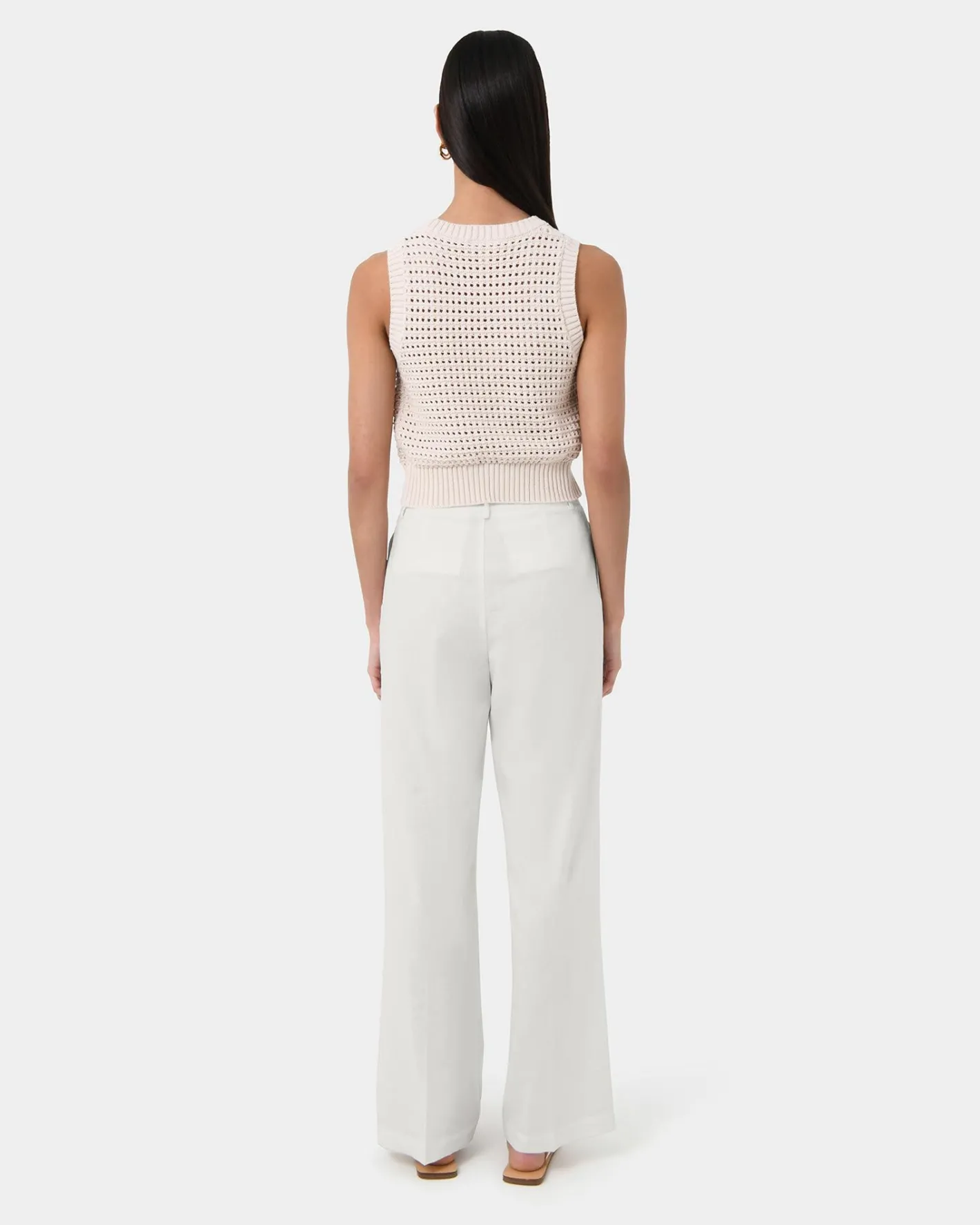 Forcast Perry Linen Tailored Pants Ivory New