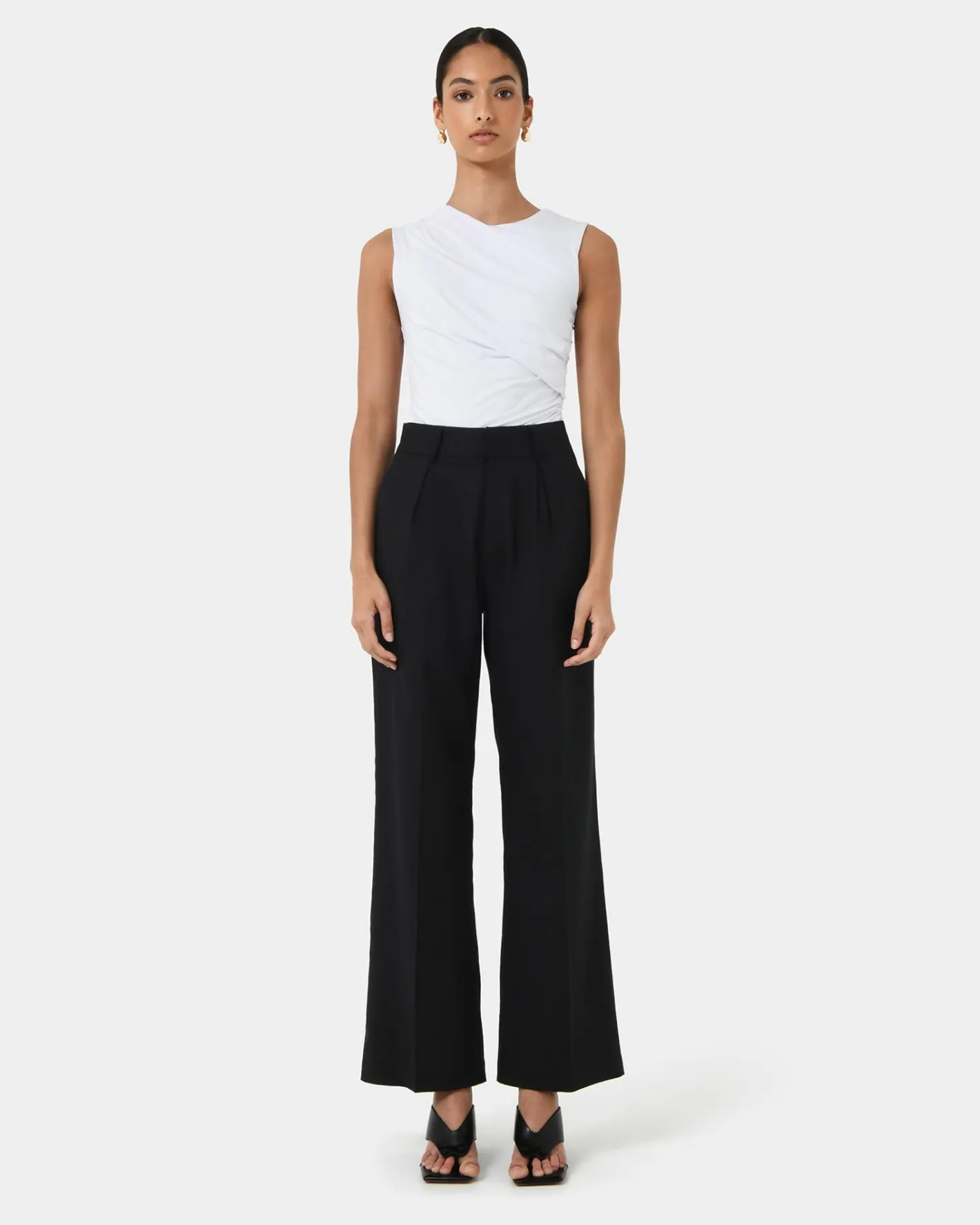 Forcast Perry Linen Tailored Pants Black Outlet