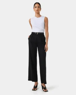 Forcast Perry Linen Tailored Pants Black Outlet