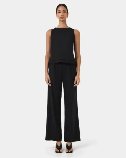 Forcast Perry Linen Tailored Pants Black Outlet