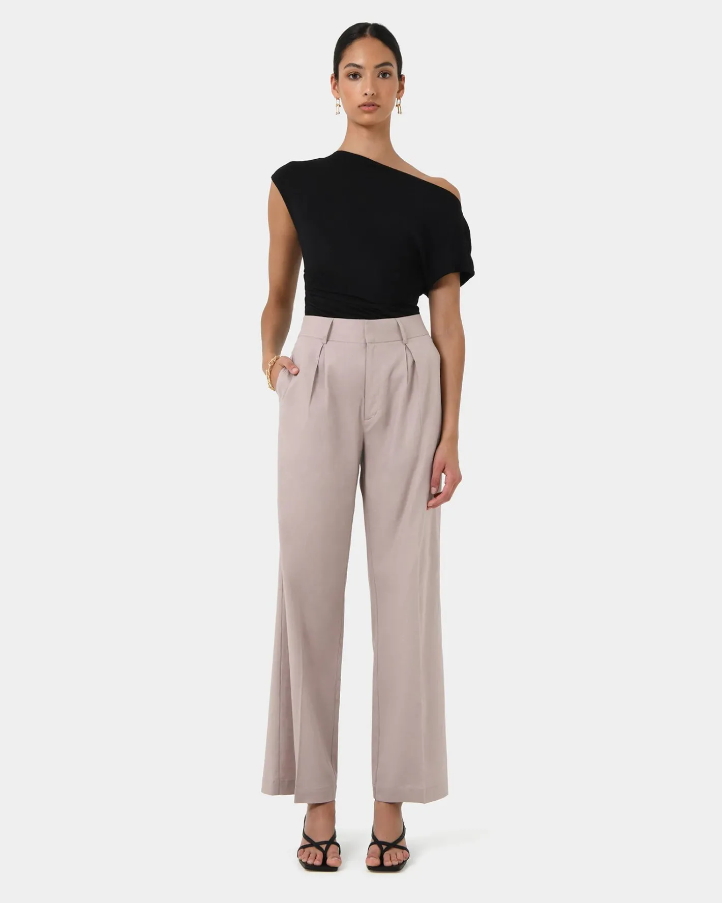 Forcast Perry Linen Tailored Pants Light Taupe Hot