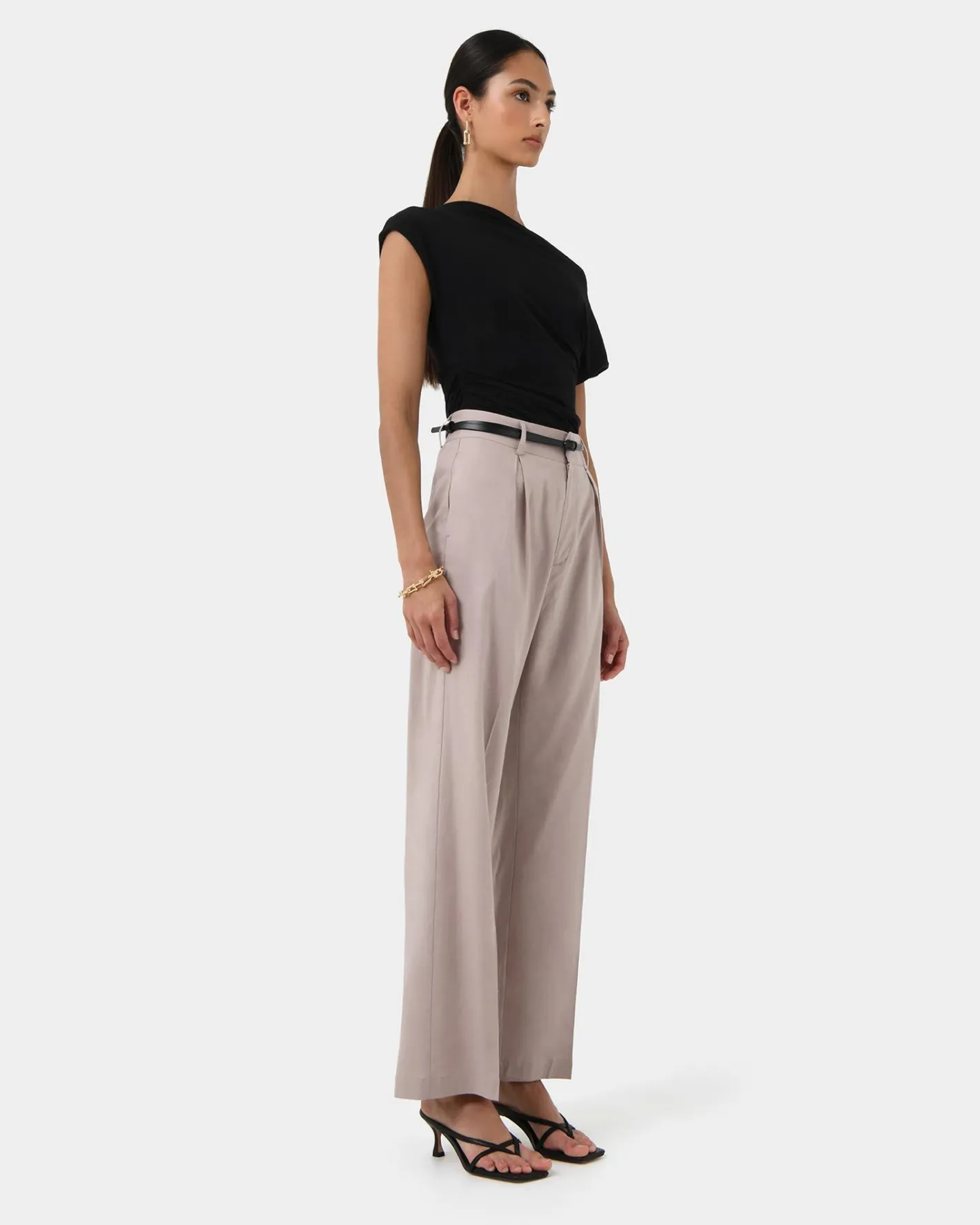 Forcast Perry Linen Tailored Pants Light Taupe Hot