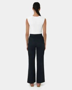 Forcast Perry Linen Tailored Pants Navy Outlet