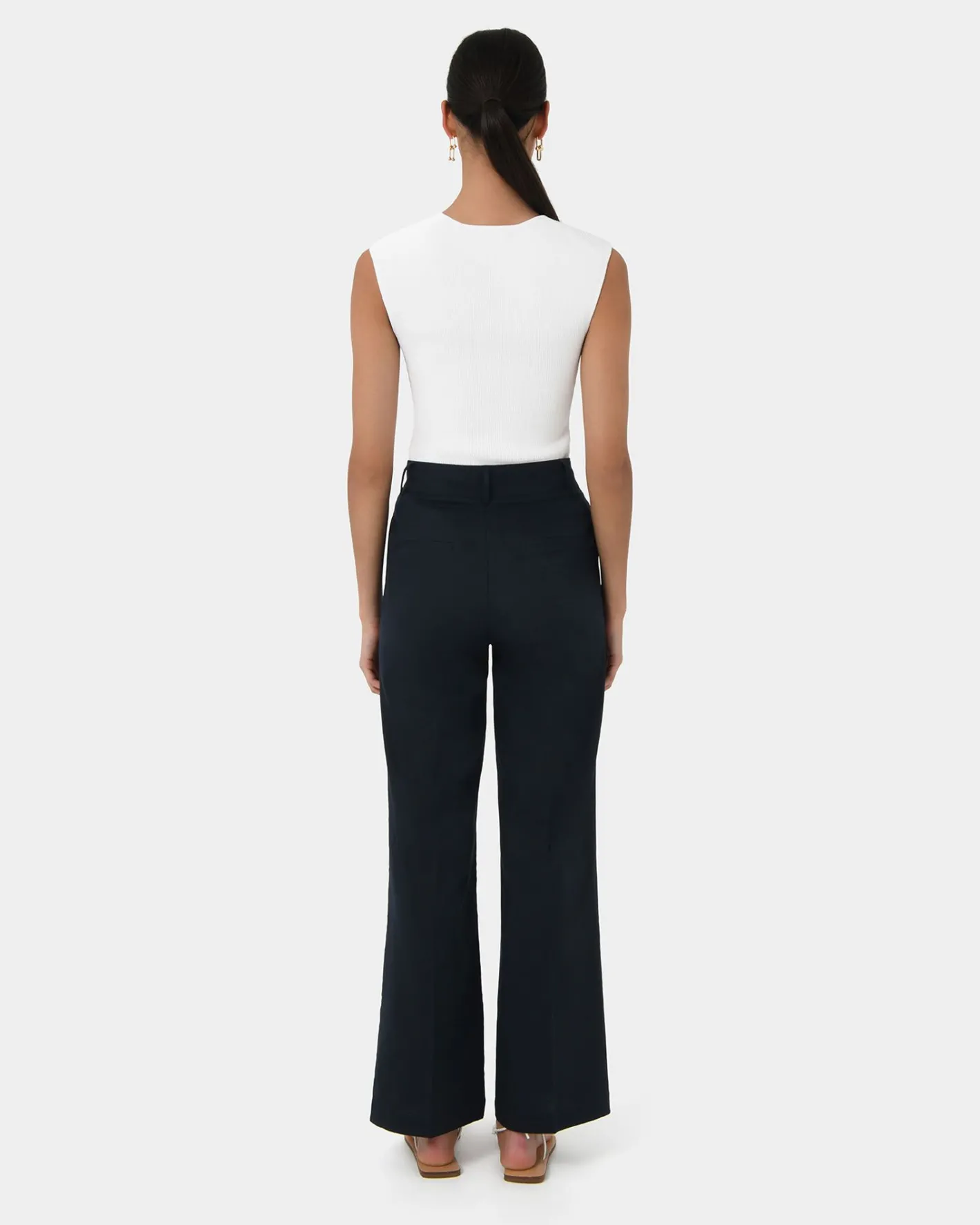 Forcast Perry Linen Tailored Pants Navy Outlet