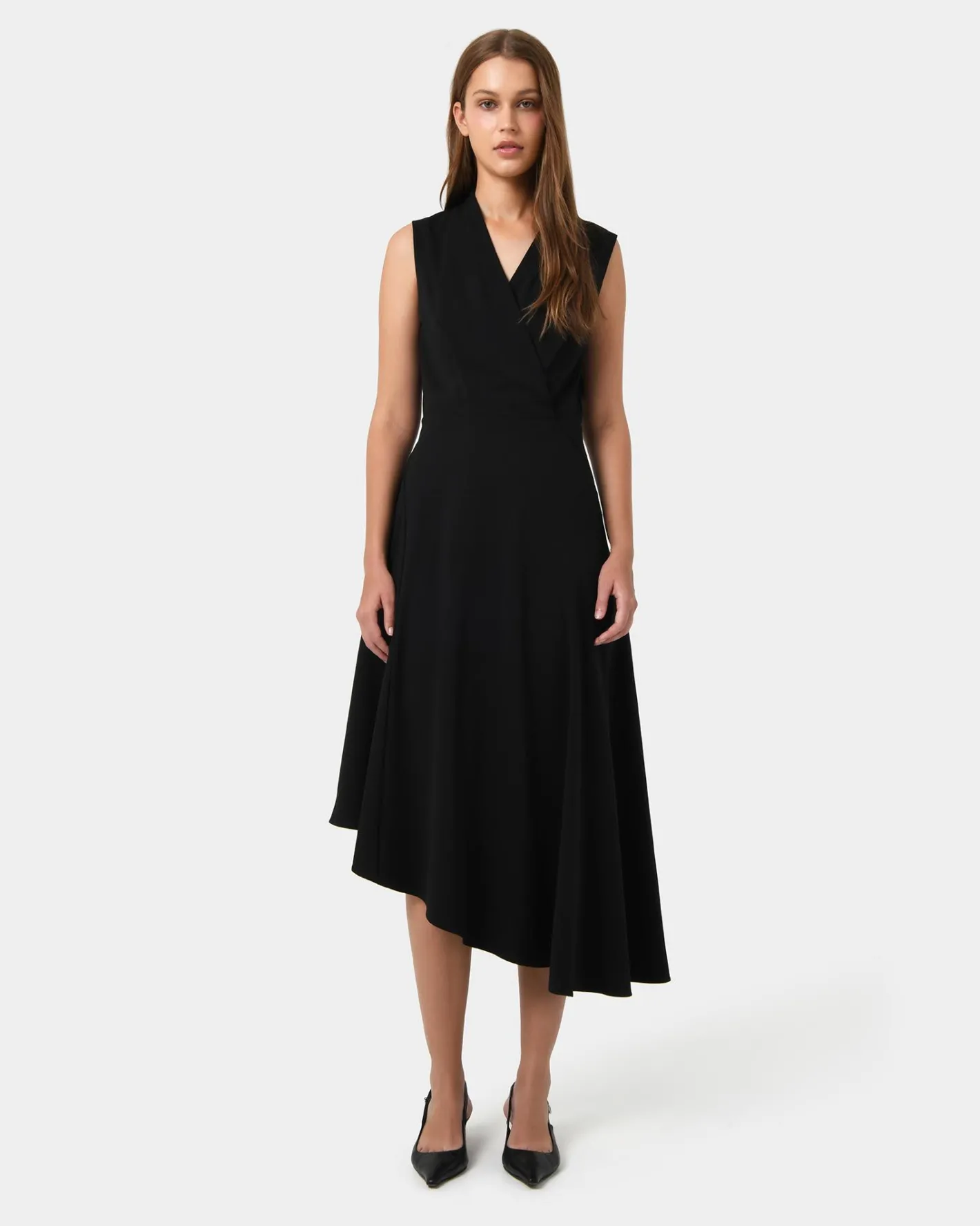 Forcast Polly Bias Midi Dress Black Hot