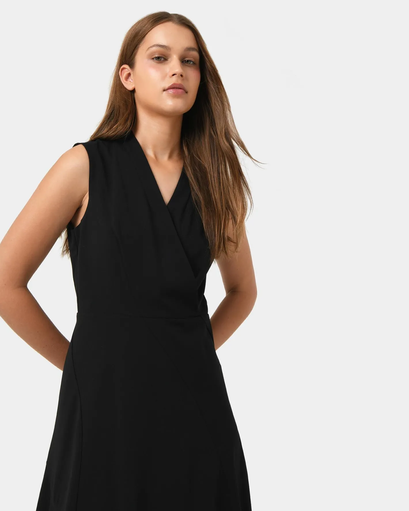 Forcast Polly Bias Midi Dress Black Hot