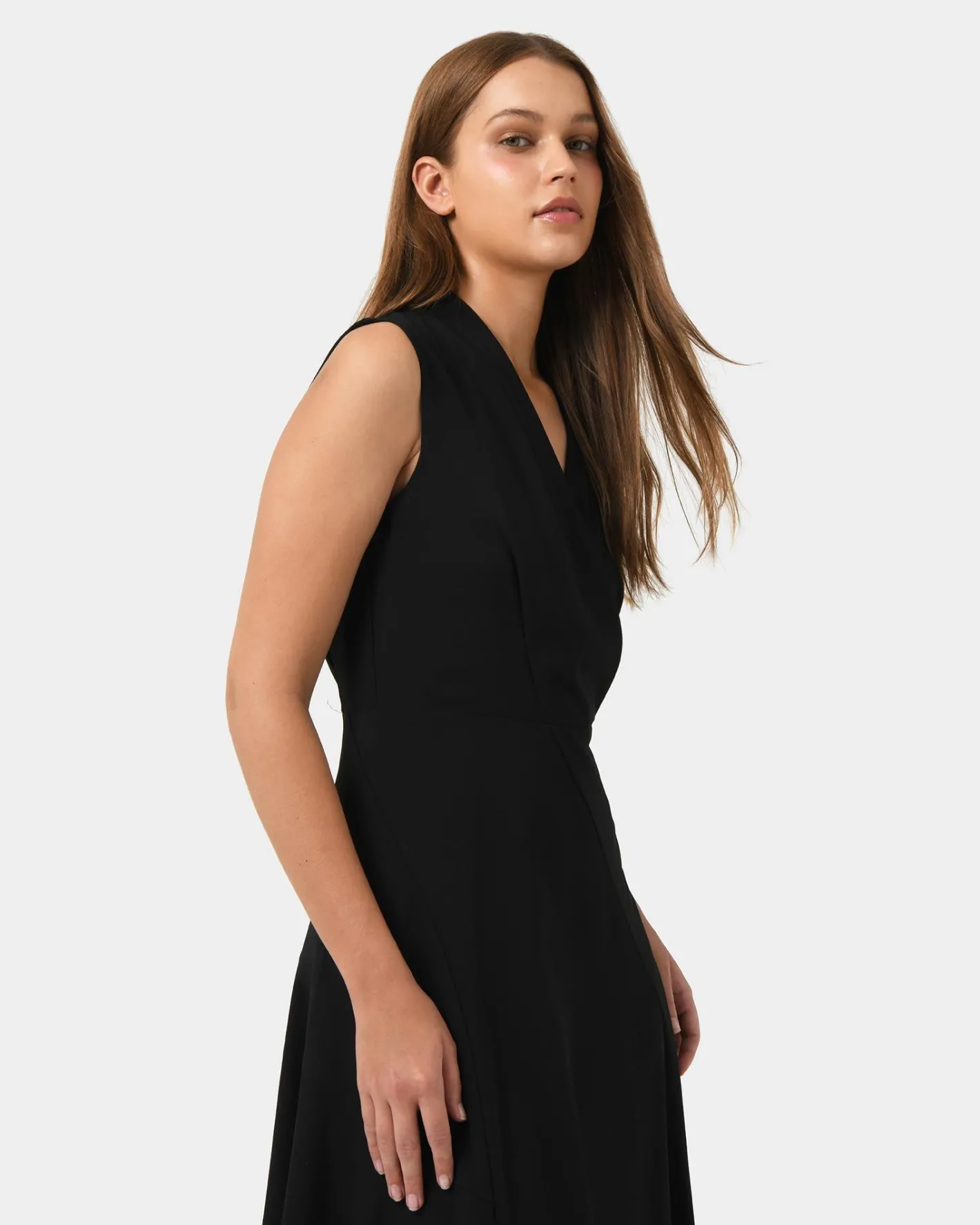 Forcast Polly Bias Midi Dress Black Hot