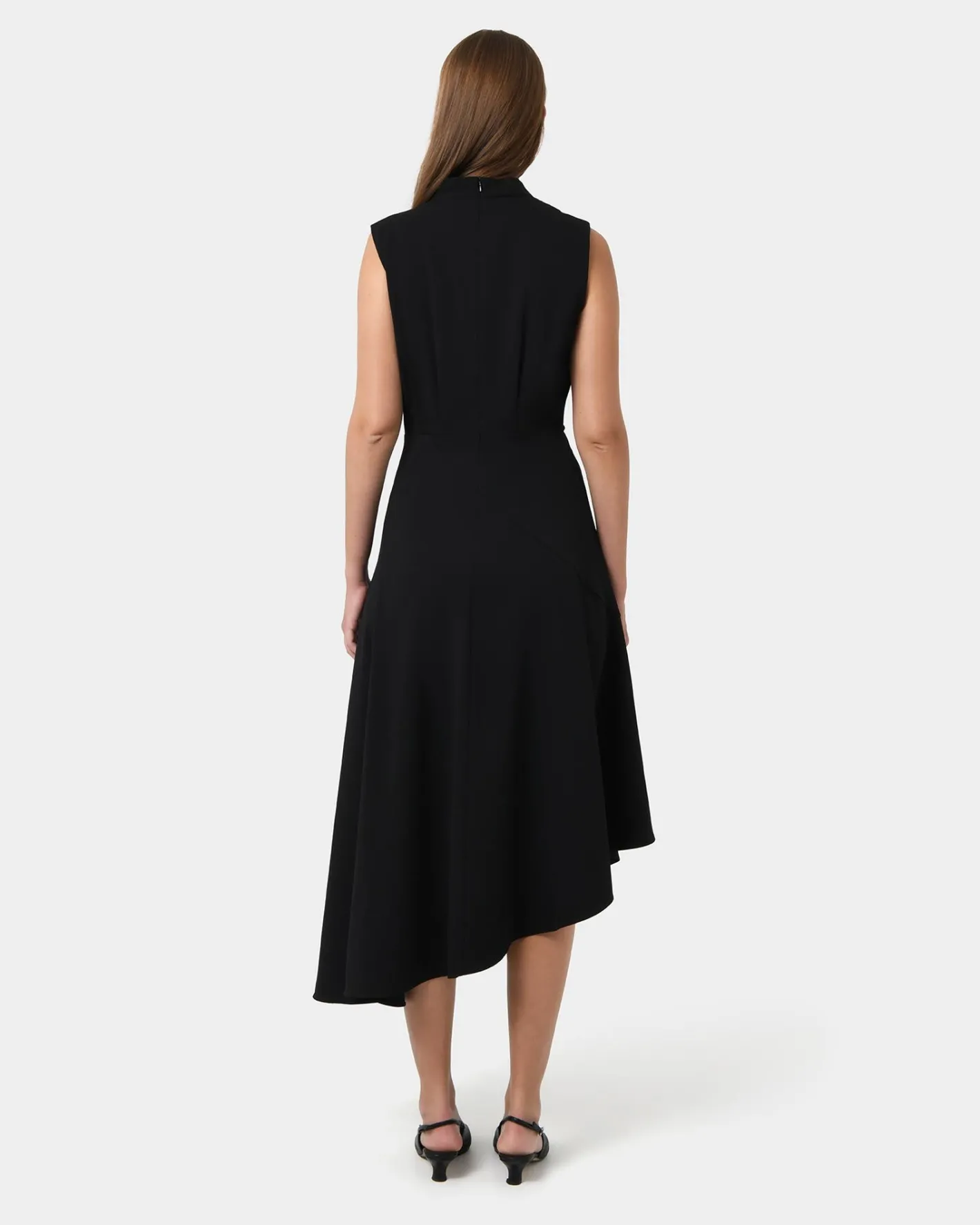 Forcast Polly Bias Midi Dress Black Hot