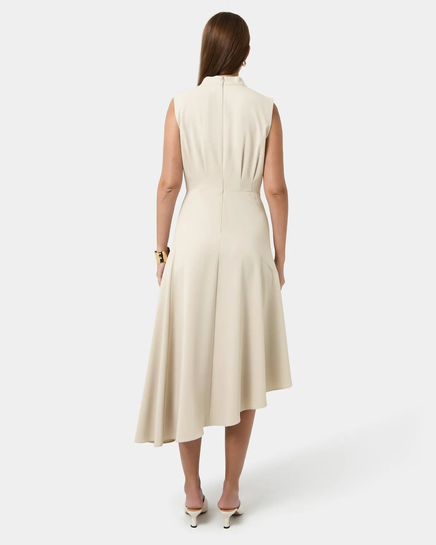 Forcast Polly Bias Midi Dress Ecru