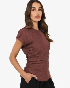 Forcast Pricilla Draped Top Clay Hot