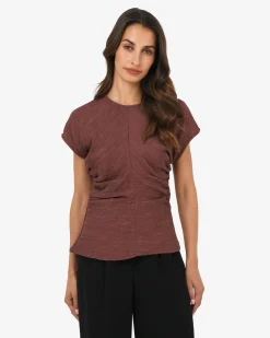 Forcast Pricilla Draped Top Clay Hot