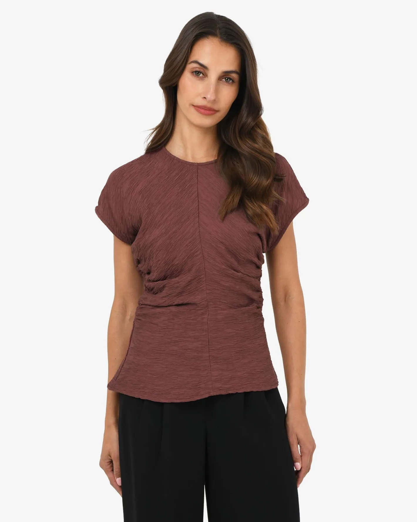 Forcast Pricilla Draped Top Clay Hot