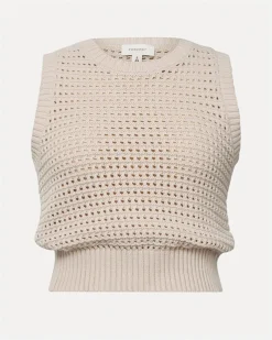 Forcast Quinta Open Knit Top Beige
