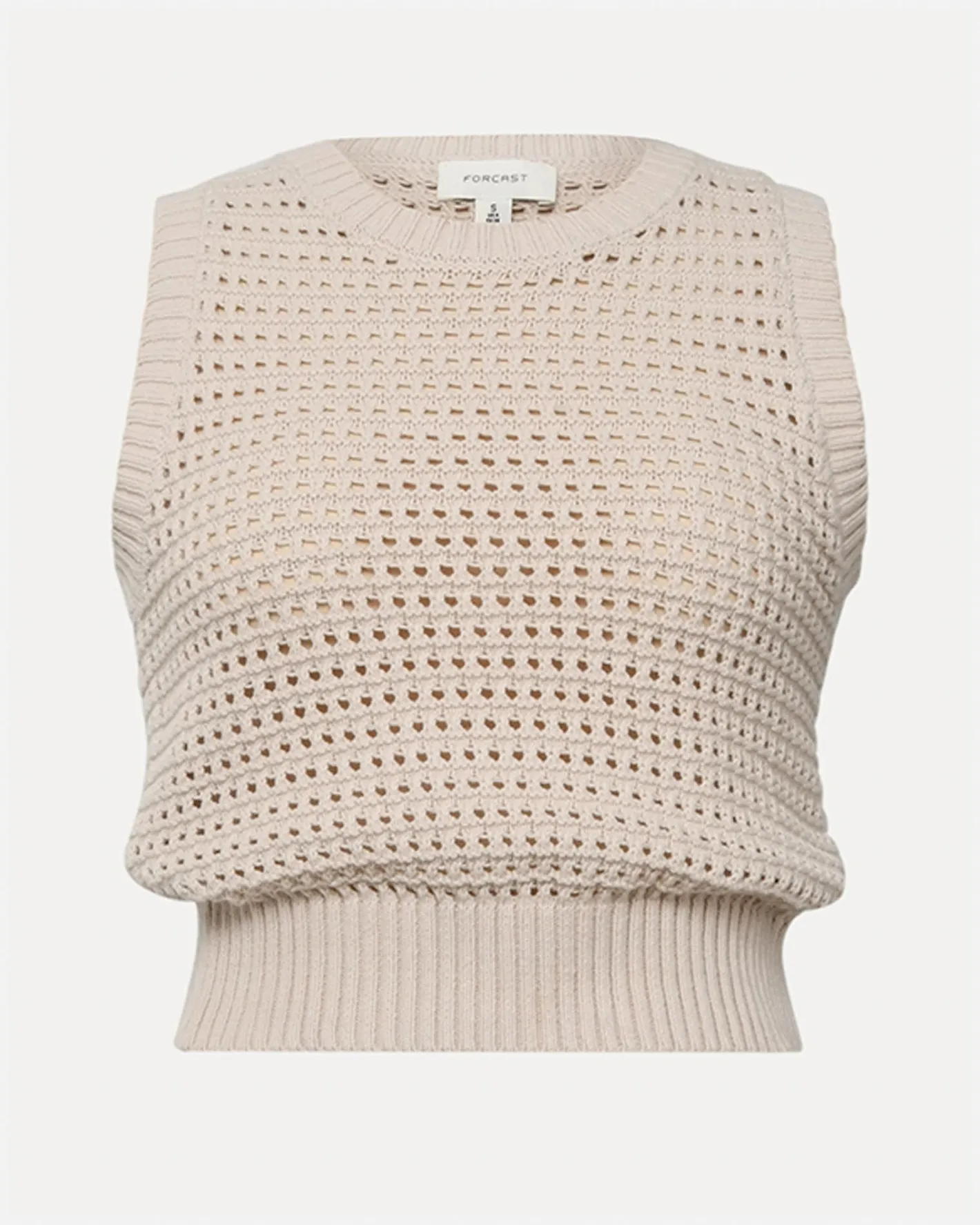 Forcast Quinta Open Knit Top Beige