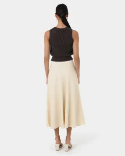 Forcast Quinta Open Knit Top Chocolate Clearance