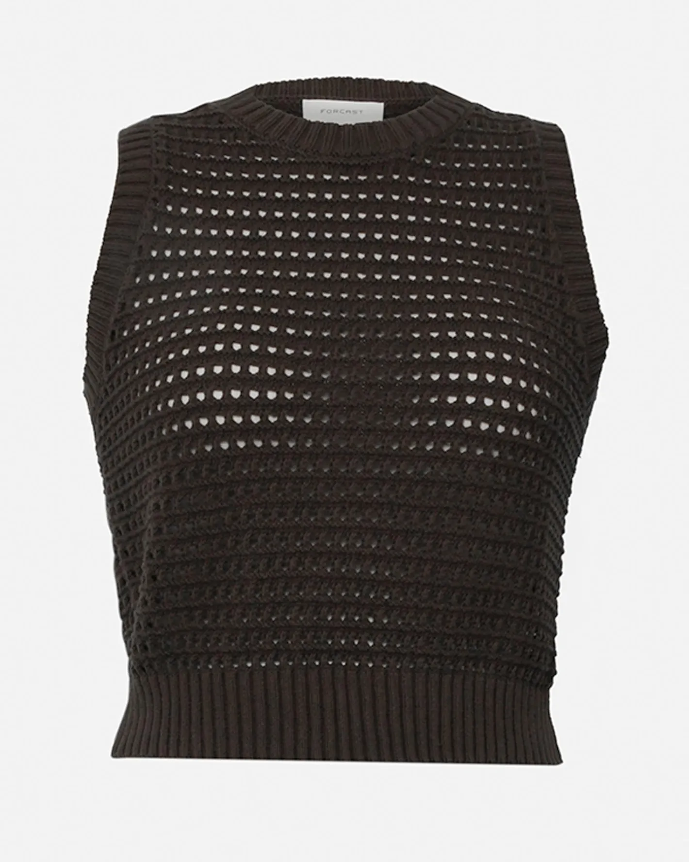 Forcast Quinta Open Knit Top Chocolate Clearance