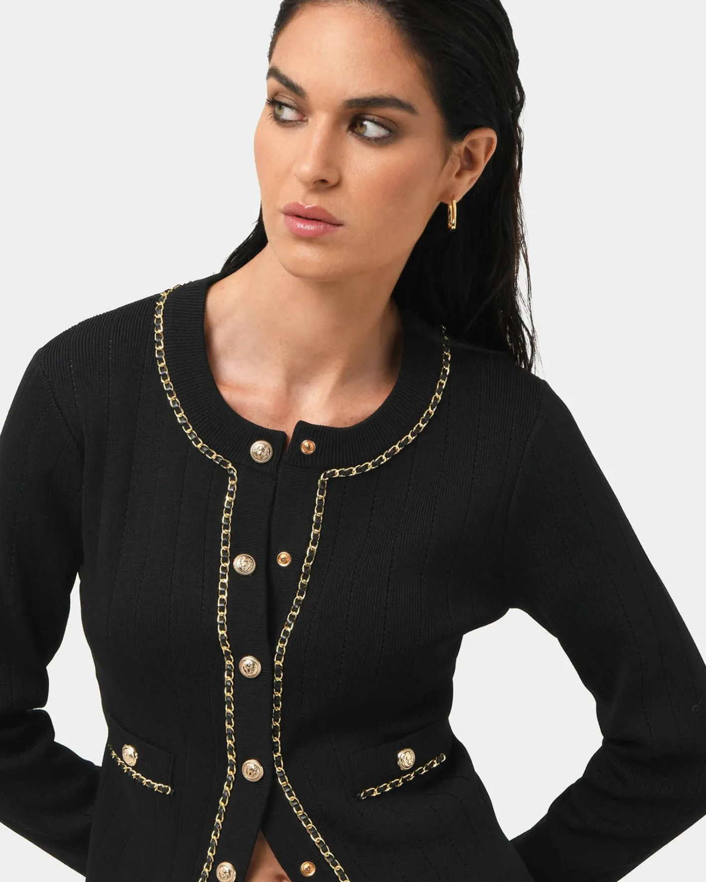 Forcast Rachel Chain Cardigan Black