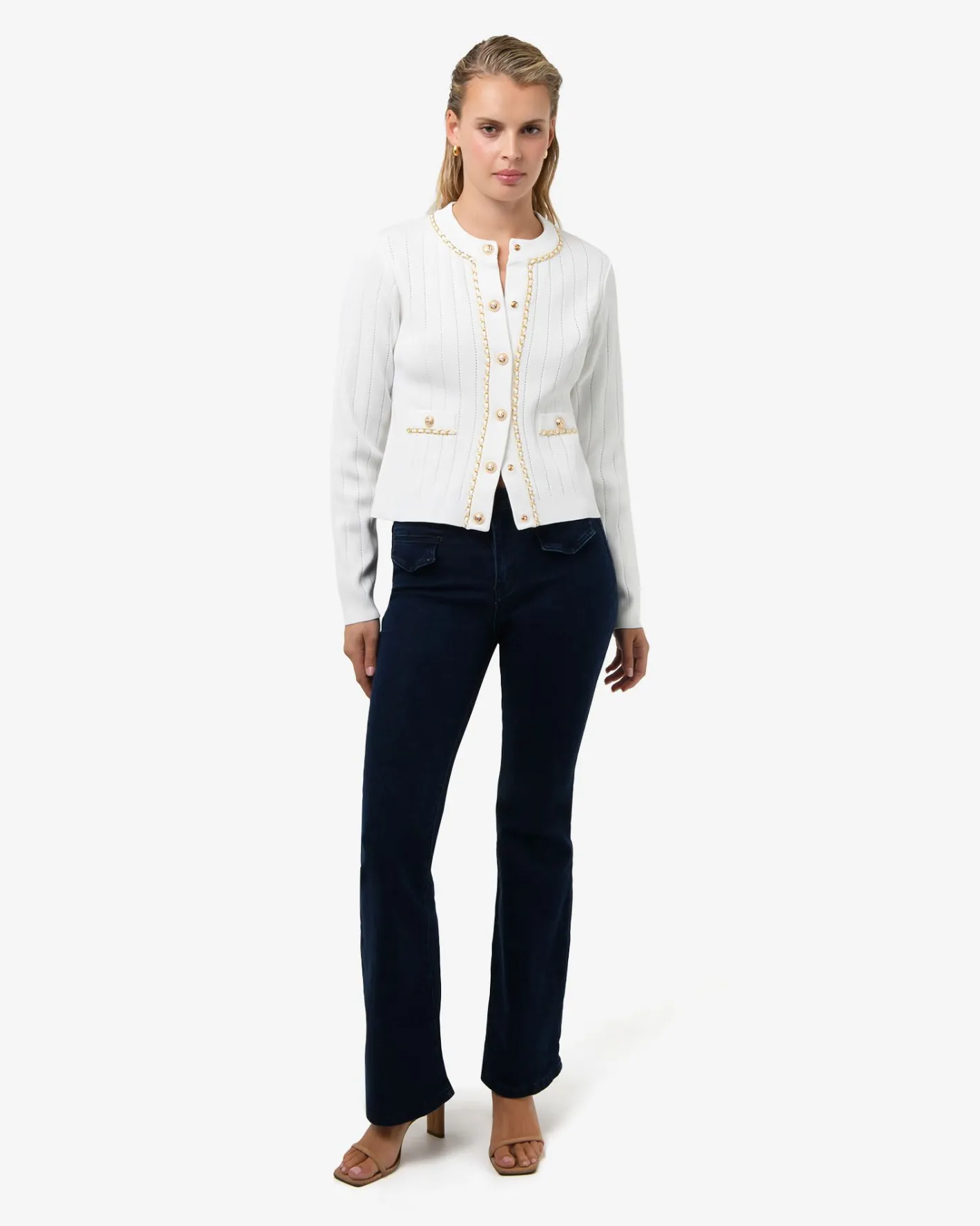 Forcast Rachel Chain Cardigan Ivory New