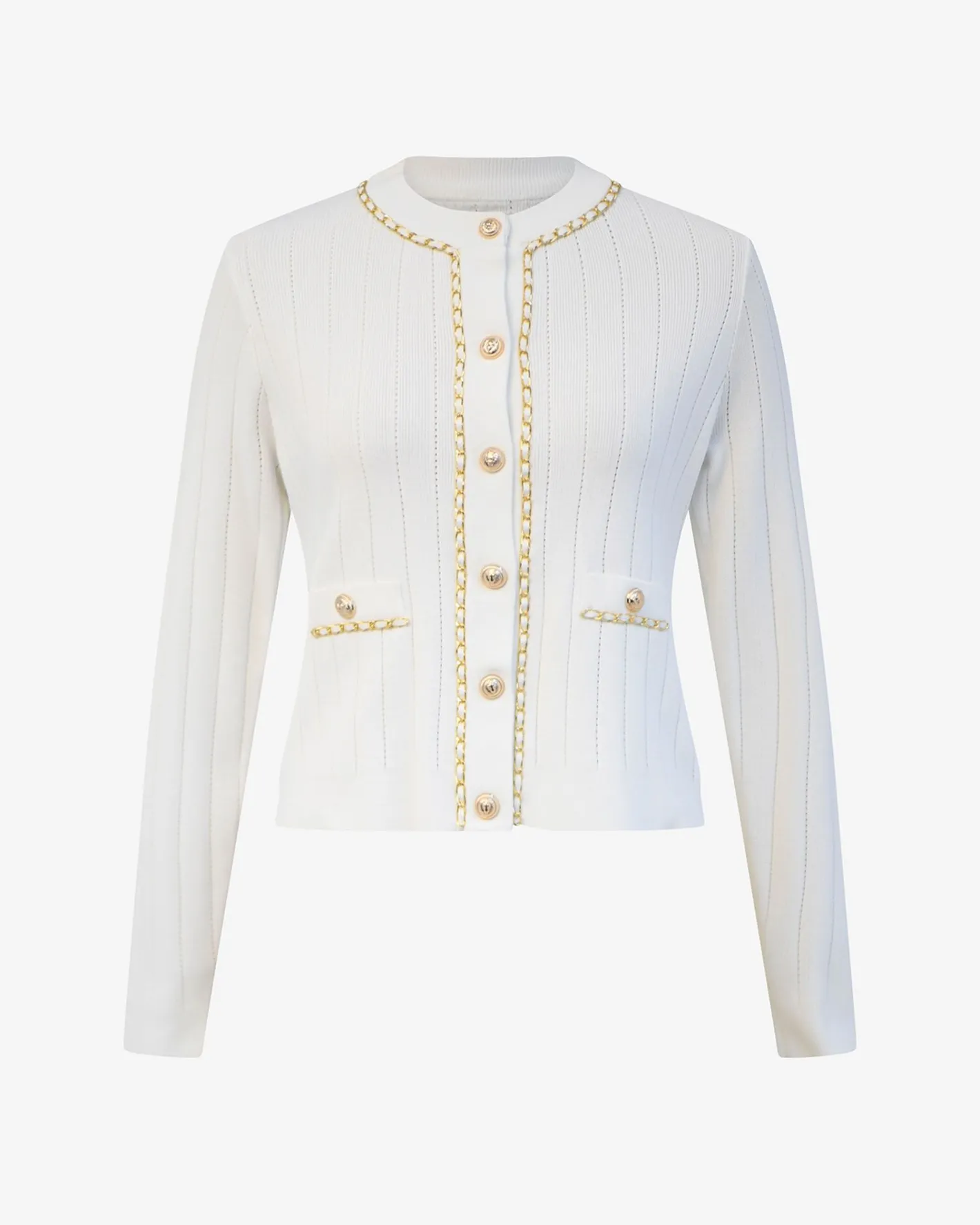 Forcast Rachel Chain Cardigan Ivory New