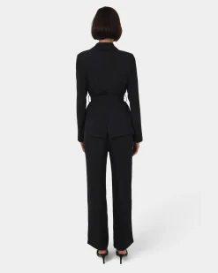 Forcast Rain Belted Blazer Black Discount