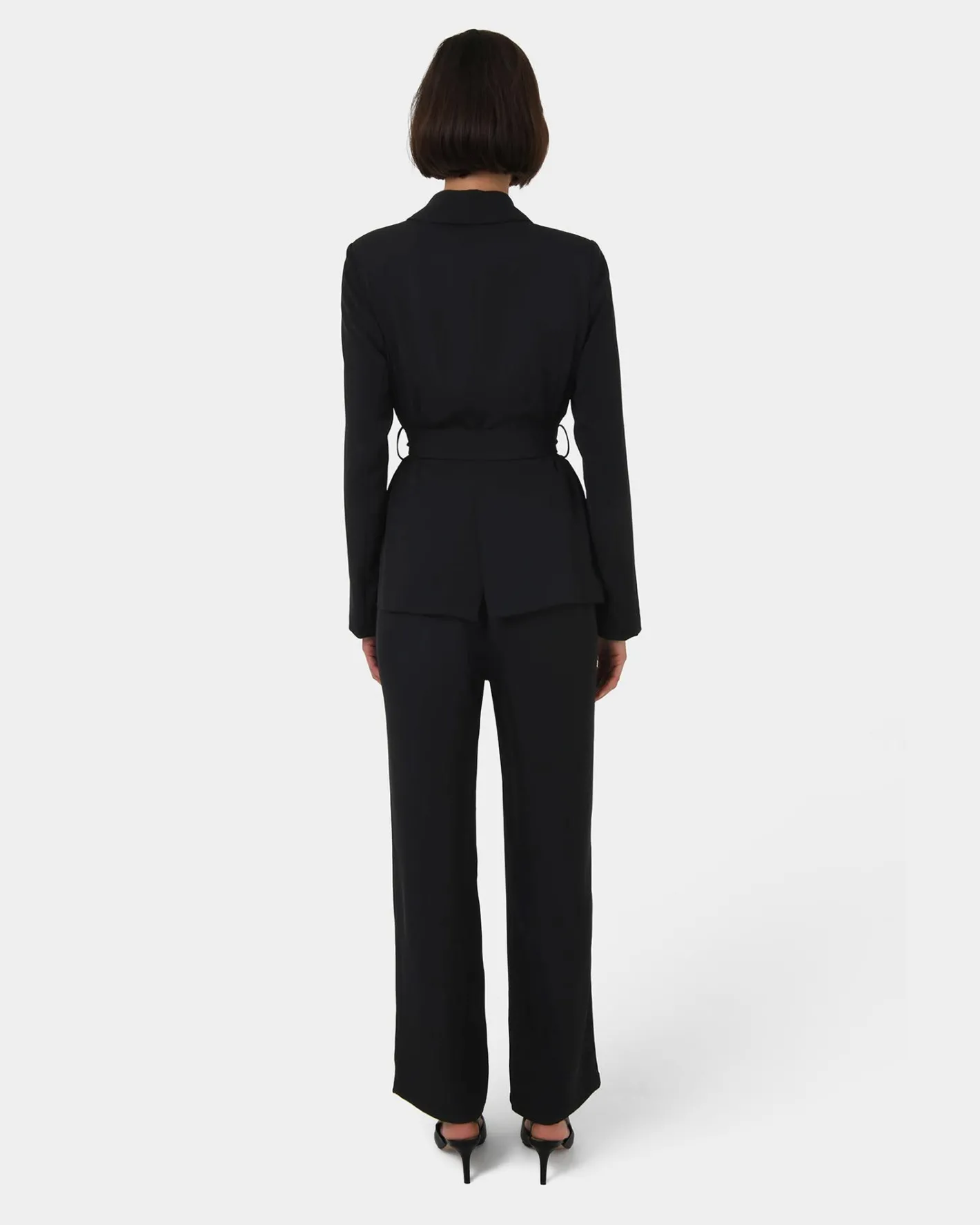 Forcast Rain Belted Blazer Black Discount