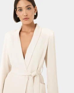 Forcast Rain Belted Blazer Ecru Best