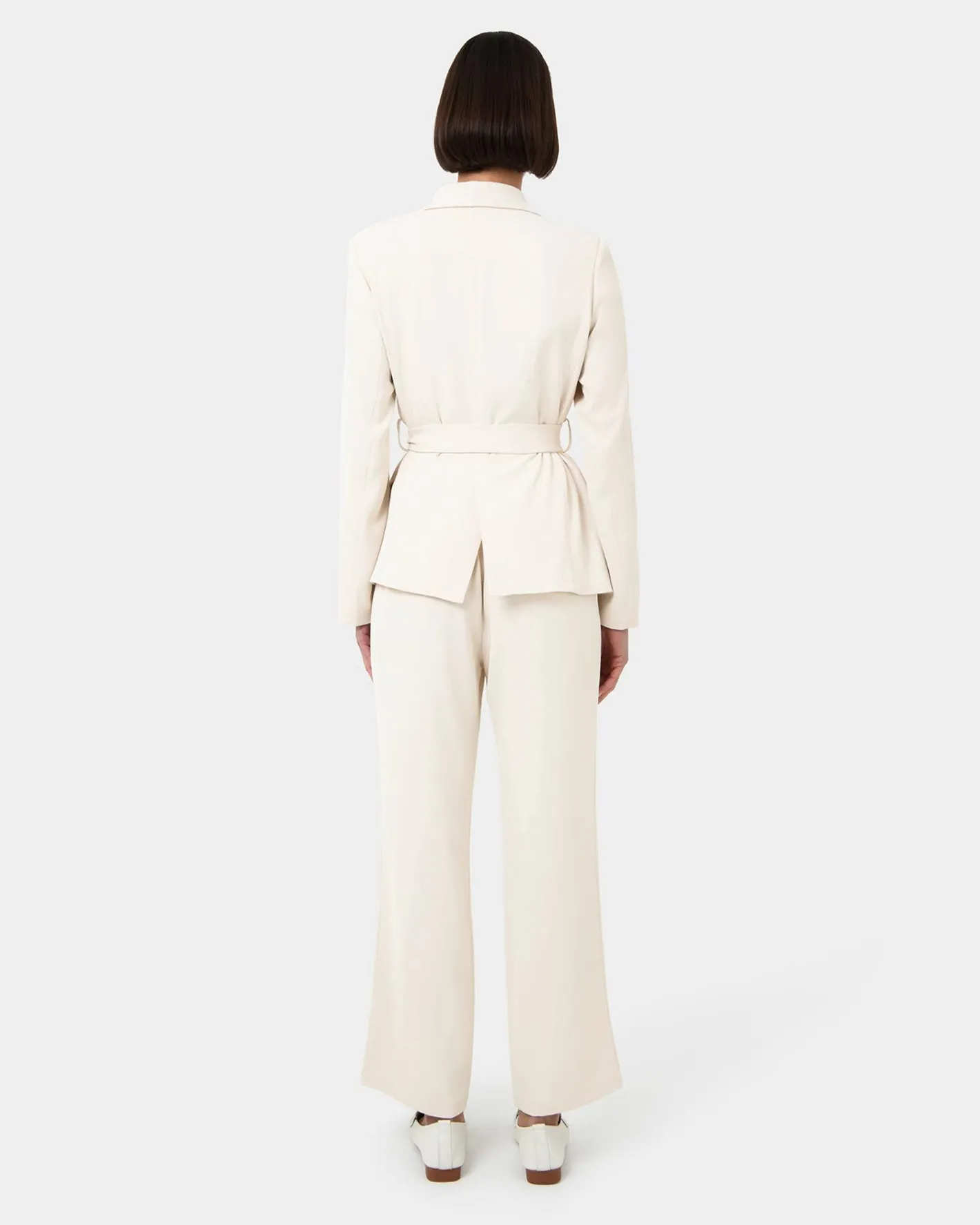Forcast Rain Belted Blazer Ecru Best
