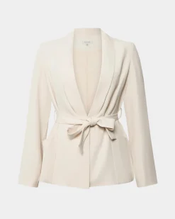 Forcast Rain Belted Blazer Ecru Best