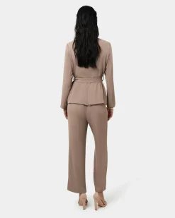 Forcast Rain Belted Blazer Camel Discount