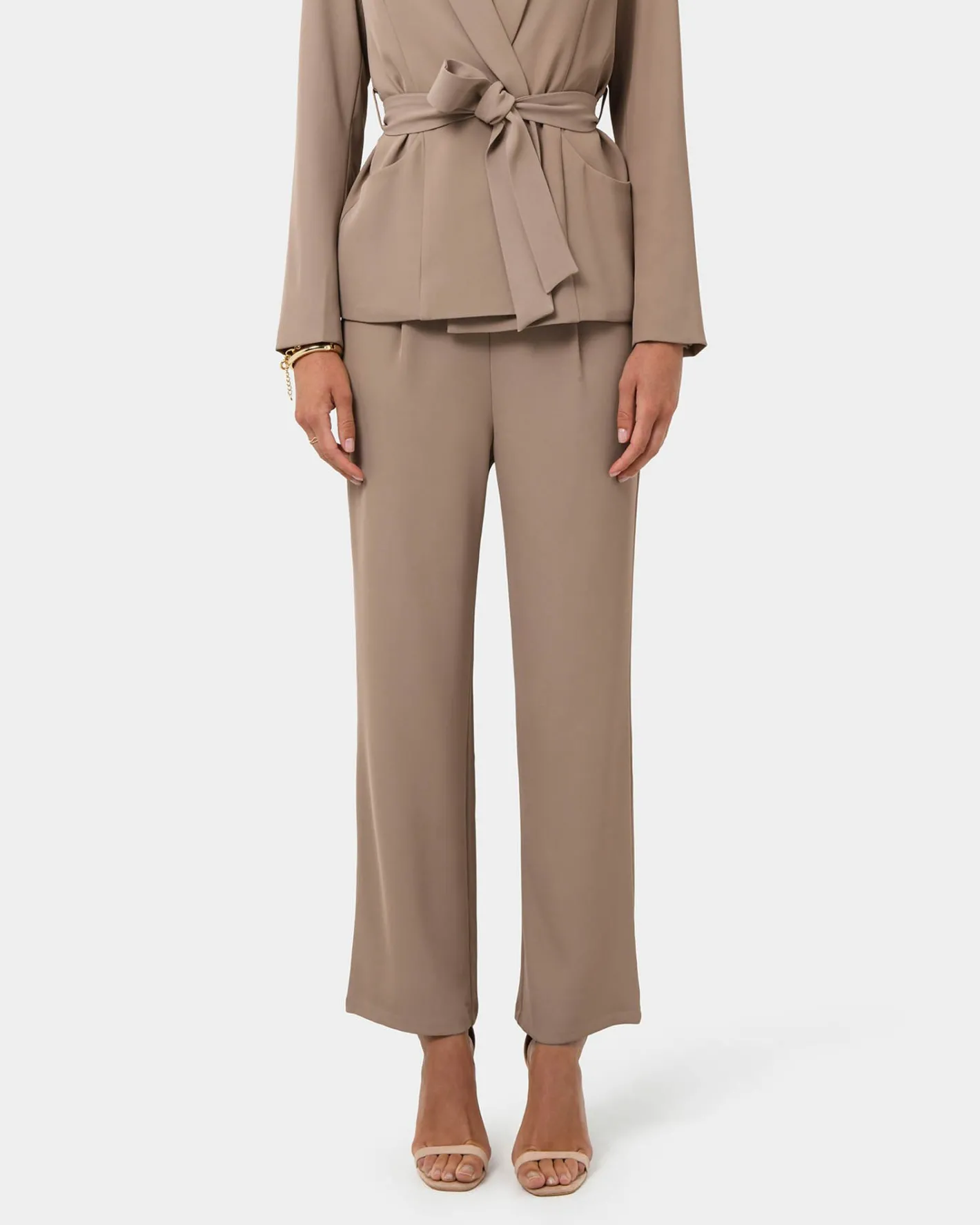 Forcast Rain Elastic Waist Pants Camel Online