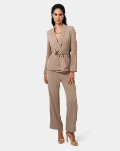 Forcast Rain Elastic Waist Pants Camel Online